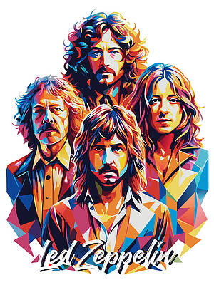 Wall Art - Digital Art - Led Zeppelin #8 in WPAP Pop Art by Vector Artnesia