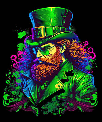 Wall Art - Digital Art - Leprechaun St Patricks Day Retro Abstract by Flippin Sweet Gear