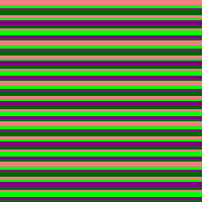 [ Thumbnail: Light Coral, Lime, Purple, and Dark Green Colored Stripes Pattern Tote Bag ]