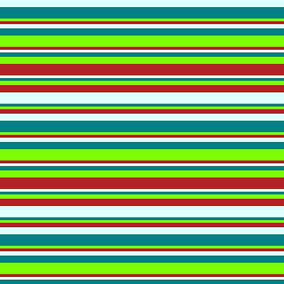 [ Thumbnail: Light Cyan, Teal, Green, and Red Colored Stripes Pattern Metal Print ]