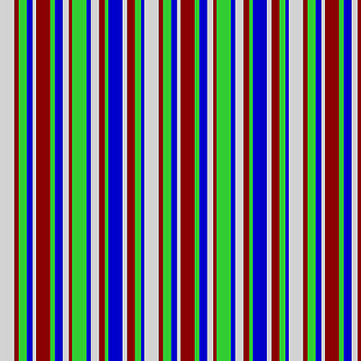 [ Thumbnail: Light Gray, Dark Red, Lime Green, and Blue Colored Lined/Striped Pattern Acrylic Print ]