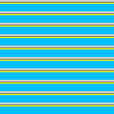 [ Thumbnail: Light Gray, Dim Gray, Yellow, and Deep Sky Blue Colored Stripes/Lines Pattern Duvet Cover ]