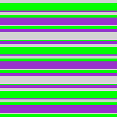 [ Thumbnail: Light Gray, Lime, and Dark Orchid Colored Striped Pattern Framed Print ]