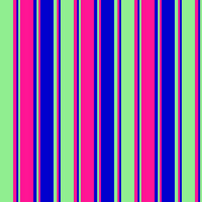 [ Thumbnail: Light Green, Deep Pink, and Blue Colored Striped/Lined Pattern Acrylic Print ]