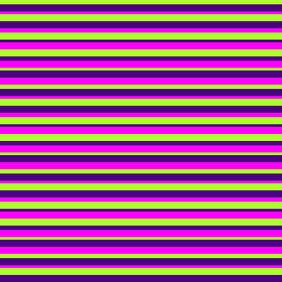 [ Thumbnail: Light Green, Indigo, and Fuchsia Colored Pattern of Stripes Metal Print ]