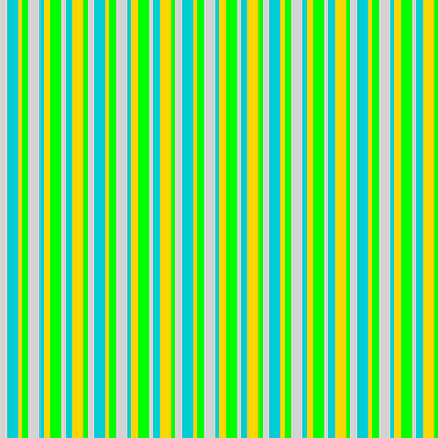 [ Thumbnail: Light Grey, Dark Turquoise, Yellow, and Lime Colored Pattern of Stripes Metal Print ]