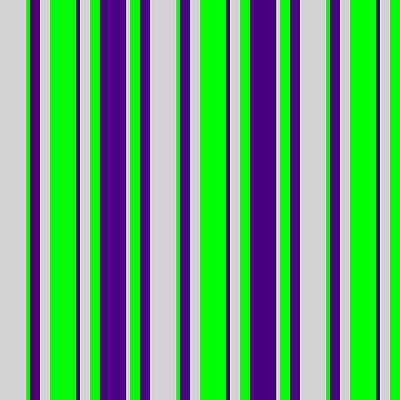 [ Thumbnail: Light Grey, Lime, and Indigo Colored Pattern of Stripes Acrylic Print ]