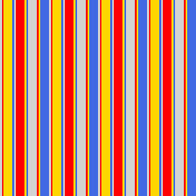 [ Thumbnail: Light Grey, Red, Yellow, and Royal Blue Colored Striped Pattern Acrylic Print ]