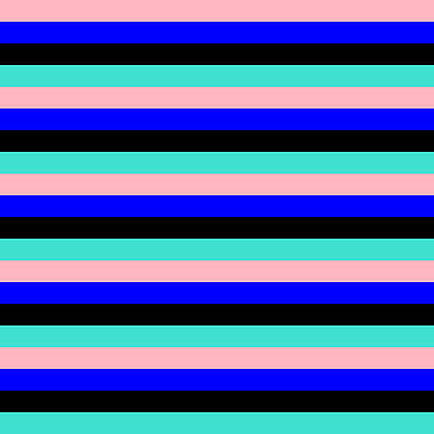 [ Thumbnail: Light Pink, Blue, Black, and Turquoise Colored Lined Pattern Acrylic Print ]