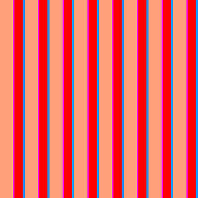 [ Thumbnail: Light Salmon, Fuchsia, Red, and Blue Colored Stripes/Lines Pattern Duvet Cover ]