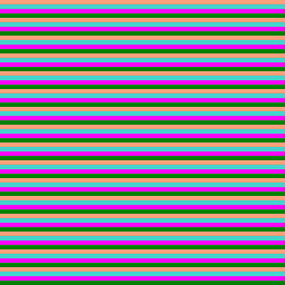 [ Thumbnail: Light Salmon, Turquoise, Fuchsia, and Green Colored Striped Pattern Art Print ]