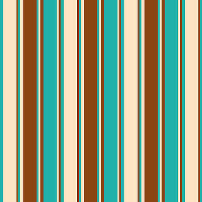 [ Thumbnail: Light Sea Green, Bisque, and Brown Colored Lined Pattern Metal Print ]