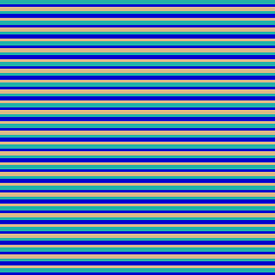 [ Thumbnail: Light Sea Green, Blue, and Beige Colored Stripes/Lines Pattern Poster ]