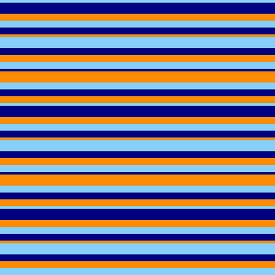[ Thumbnail: Light Sky Blue, Blue, and Dark Orange Colored Striped/Lined Pattern Acrylic Print ]