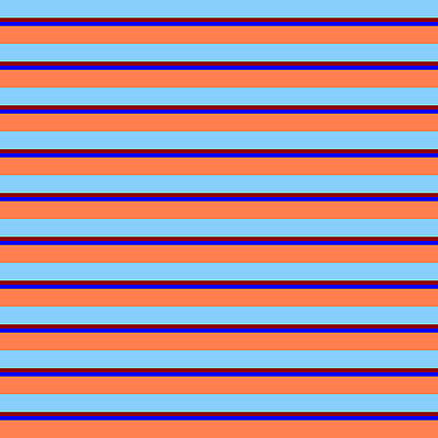 [ Thumbnail: Light Sky Blue, Dark Red, Blue, and Coral Colored Lined Pattern Art Print ]
