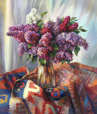 lilac on Armenian carpet by Meruzhan Khachatryan