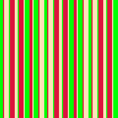 [ Thumbnail: Lime, Crimson, and Beige Colored Striped/Lined Pattern Metal Print ]