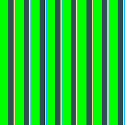 [ Thumbnail: Lime, Dark Slate Gray, Tan, and Deep Sky Blue Colored Stripes/Lines Pattern Acrylic Print ]
