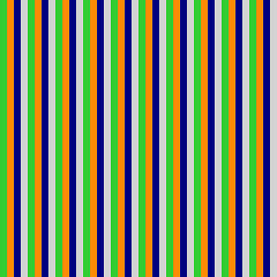 [ Thumbnail: Lime Green, Dark Orange, Blue, and Light Gray Colored Lined Pattern Art Print ]