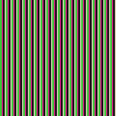 [ Thumbnail: Lime Green, Deep Pink, Black, and Bisque Colored Pattern of Stripes Framed Print ]