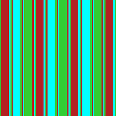 [ Thumbnail: Lime Green, Red, and Cyan Colored Lines Pattern Framed Print ]