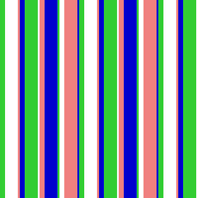 [ Thumbnail: Lime Green, White, Light Coral, and Blue Colored Lines/Stripes Pattern Tote Bag ]