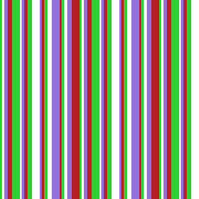 [ Thumbnail: Lime Green, White, Purple, and Red Colored Stripes Pattern Acrylic Print ]