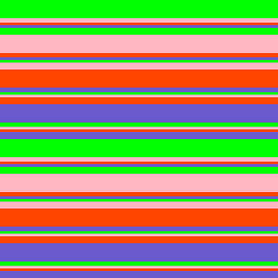 [ Thumbnail: Lime, Light Pink, Red, and Slate Blue Colored Stripes/Lines Pattern Framed Print ]