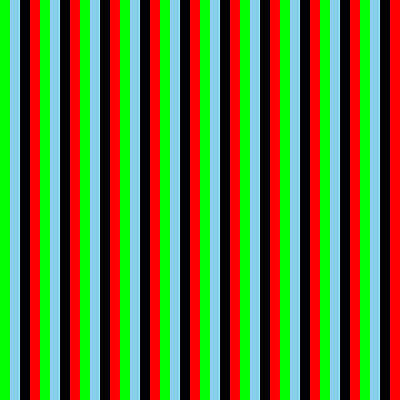 [ Thumbnail: Lime, Sky Blue, Black, and Red Colored Striped/Lined Pattern Acrylic Print ]