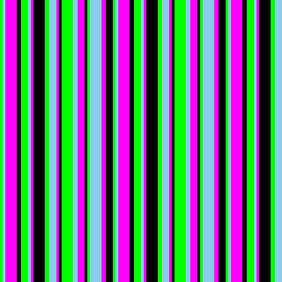 [ Thumbnail: Lime, Sky Blue, Fuchsia, and Black Colored Striped/Lined Pattern Acrylic Print ]