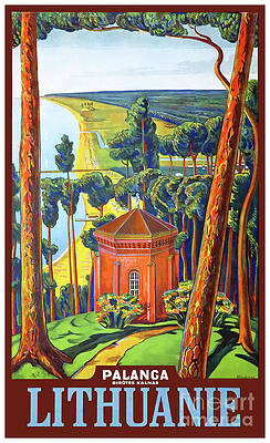 Wall Art - Drawing - Lithuania Palanga Vintage Travel Poster Restored by Vintage Treasure