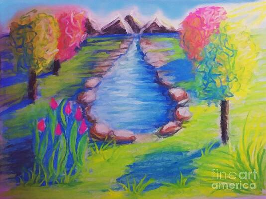 Little Autumn Dam Pastel Chalk Drawing Digitally Altered by Delynn Addams Little Autumn Dam Pastel Chalk Drawing Digitally Altered by Delynn Addams