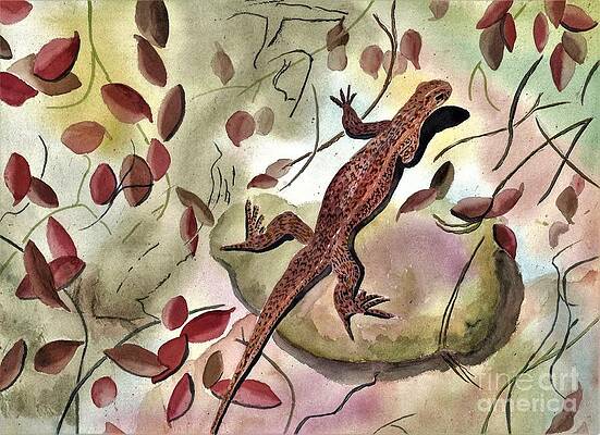 Red Lizard Paintings - Fine Art America