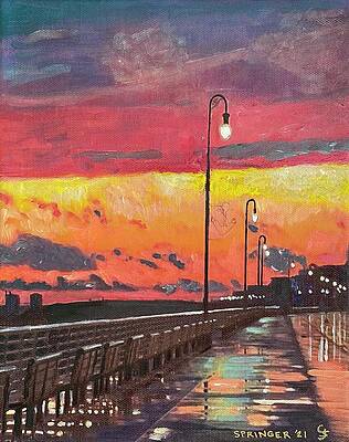 Long Beach Boardwalk at Dusk after the Rain by Gary Springer Long Beach Boardwalk at Dusk after the Rain by Gary Springer