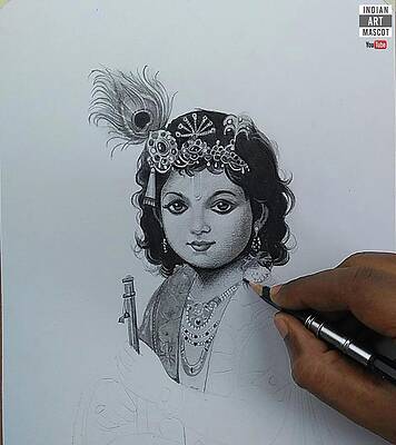 BAL KRISHNA Drawing by Hr Divyesh Sanghani | Saatchi Art
