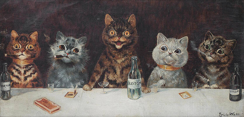 Louis Wain Sitting Cat Print Painting by Kithara Studio - Fine Art America