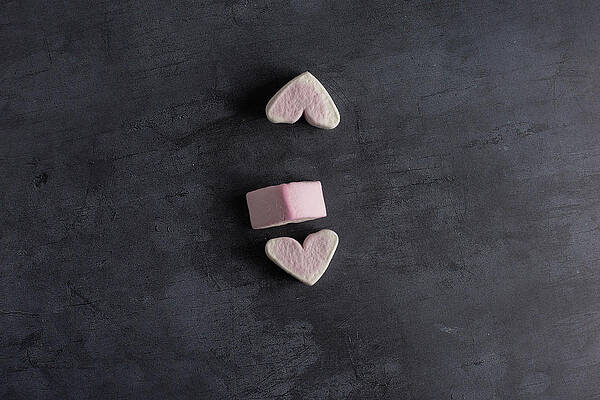 Love heart marshmallows viewed from the top by Scott Lyons Love heart marshmallows viewed from the top by Scott Lyons