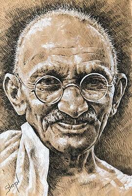 Wall Art - Drawing - Mahatma Gandhi  by Be Solomon