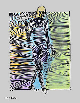 Wall Art - Drawing - Mahatma Gandhi By ArtGuru 0382, 22 x 28, - Ink On Paper by ArtGuru Official