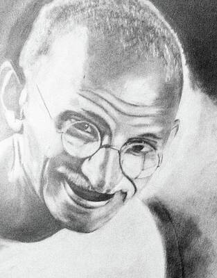 Wall Art - Drawing - Mahatma Gandhi  by Edward Pettit