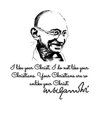 Wall Art - Drawing - Mahatma Gandhi - Jesus by Bruno