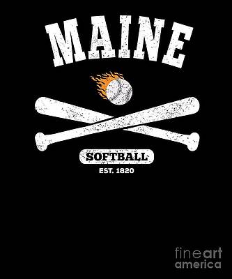 Maine Softball  Retro Style for Men Women by Gary Hall
