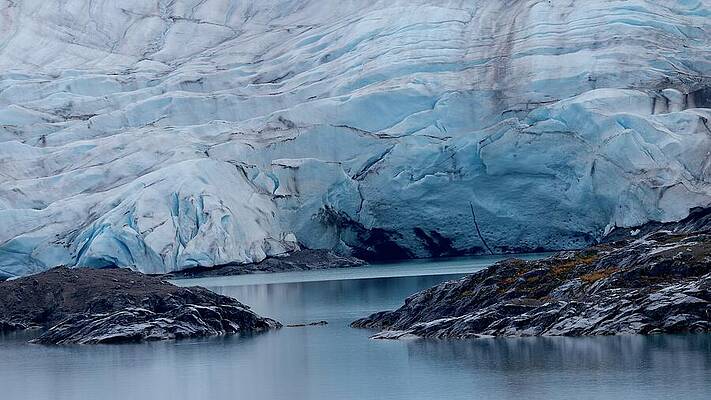 Wall Art featuring the photograph Majestic Ice-blue Glacier And Reflective Waters by Scott M Hughes Soggy Moose Photography