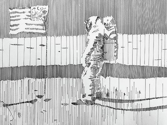 Wall Art - Drawing - Man on the Moon by Philip Eddy