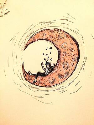 Wall Art - Drawing - Man on the Moon by Walter Fowler