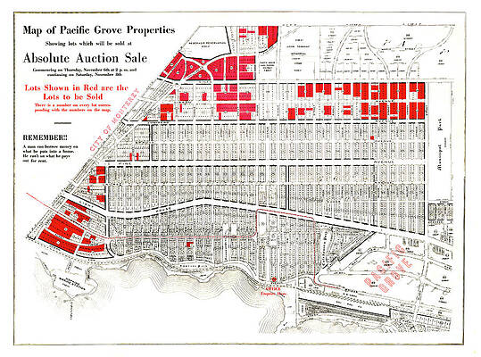 Map of Pacific Grove Properties 1919 by California Views Archives Mr Pat Hathaway Archives Map of Pacific Grove Properties 1919 by California Views Archives Mr Pat Hathaway Archives
