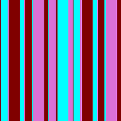 [ Thumbnail: Maroon, Cyan, and Orchid Colored Pattern of Stripes Art Print ]