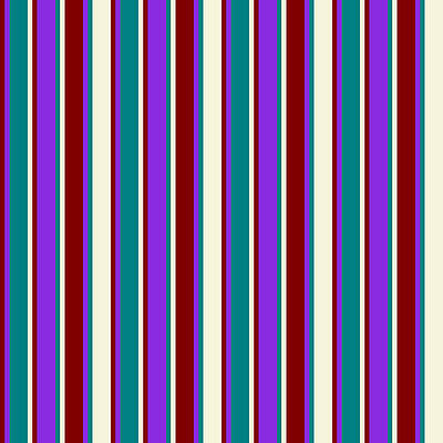 [ Thumbnail: Maroon, Purple, Teal, and Beige Colored Pattern of Stripes Art Print ]