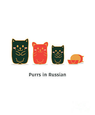 Wall Art - Digital Art - Matryoshka Kitties Cute Cat Mom Gift Kitten Dad Gag Purrs In Russian by Jeff Creation