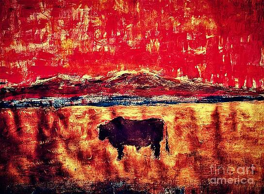 Mean Black Angus Bull on Corrinne Utah West Desert by Richard W Linford Mean Black Angus Bull on Corrinne Utah West Desert by Richard W Linford